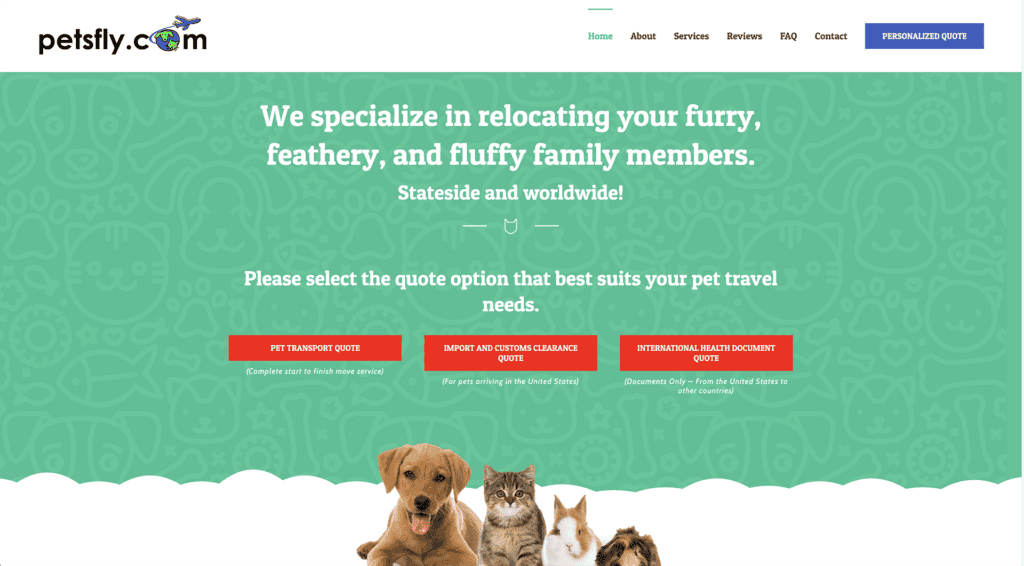 Petsfly.com Homepage